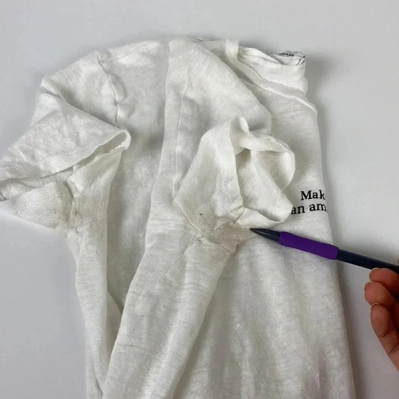 3/$15 Minimalist Casual Graphic light weight tie back white tee  short sleeve XS - Picture 10 of 10